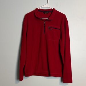 Orvis Trout Bum Fleece Sweatshirt Men’s Medium Red 1/4 Zip Pullover Outdoor